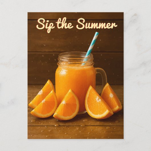 Sip the Summer - Briefkaart van Oranje vruchtensap (Voorkant)