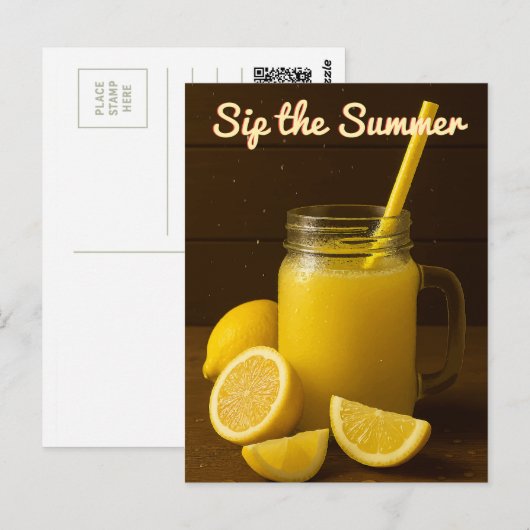 Sip the Summer - Briefkaart voor citroensap (Voorkant / Achterkant)