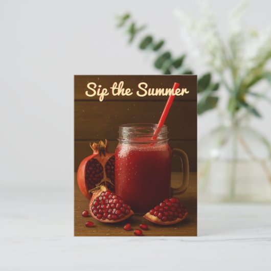 Sip the Summer - Granaatappelsap Briefkaart (Staand voorkant)