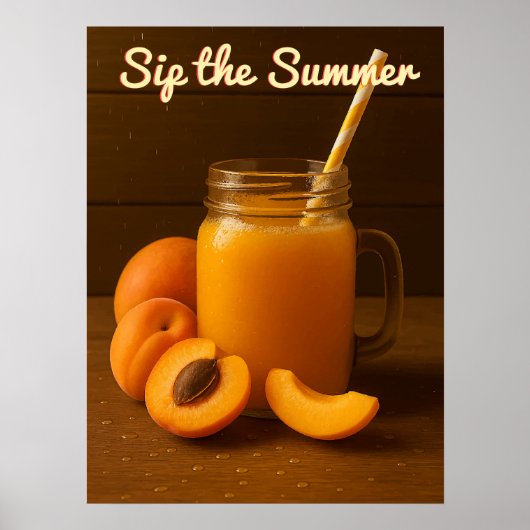 Sip the Summer - Poster voor vers abrikozensap (Voorkant)
