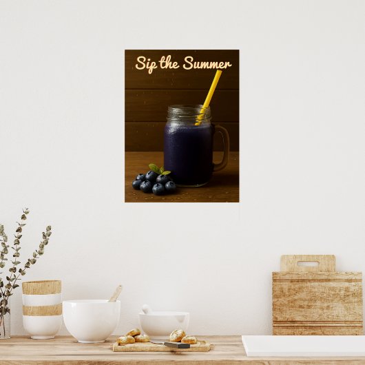Sip the Summer - Verfrissend bosbessensap Poster (Keuken)