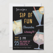 Sip van leuke cocktail volwassen verjaardag uitnod kaart (Voorkant)