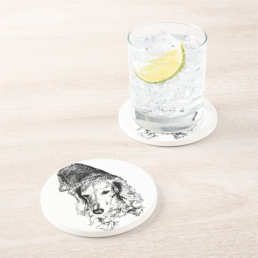 Sip With Backbone – Dachshund Zandsteen Onderzetter (Zijkant)