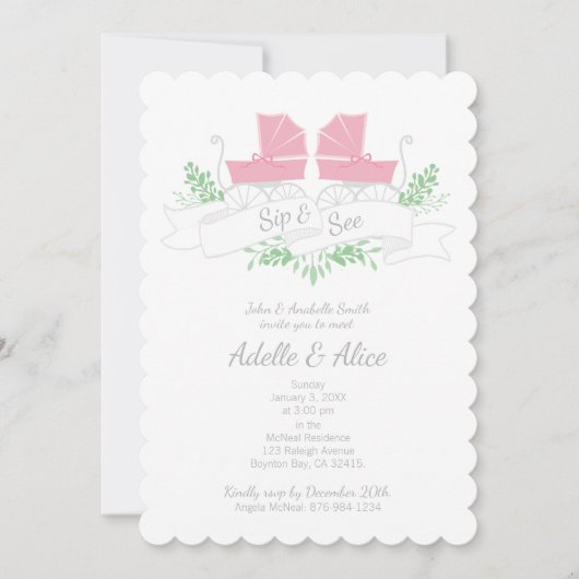  SIP & ZIE roze pram Kaart (Voorkant)