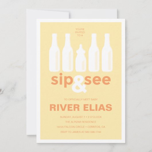 Sip & Zie uitnodiging tot Baby shower (Voorkant)