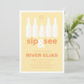 Sip & Zie uitnodiging tot Baby shower (Staand voorkant)