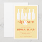 Sip & Zie uitnodiging tot Baby shower (Voorkant / Achterkant)