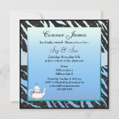 Sip & Zie Zebra Print Blue en Black Baby shower Kaart (Achterkant)