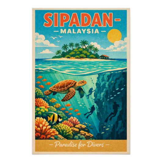 Sipadan Island, Malaysia, in a vibrant Perfect Poster (Voorkant)