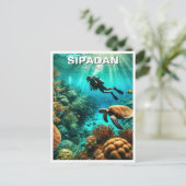 Sipadan Malaysia Scuba Diver Briefkaart (Staand voorkant)