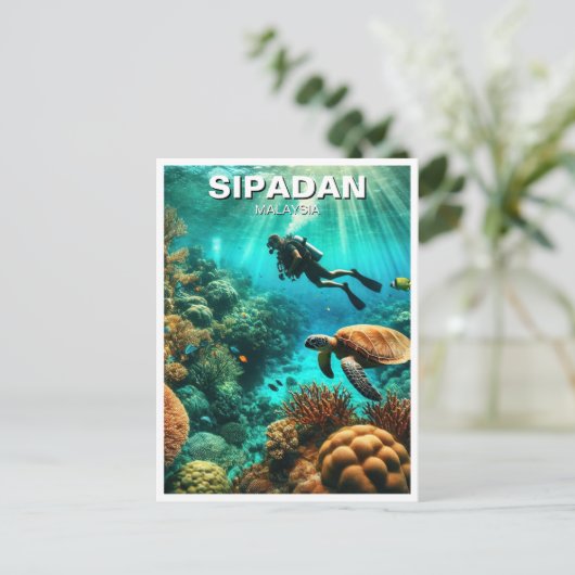 Sipadan Malaysia Scuba Diver Briefkaart (Staand voorkant)