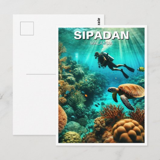 Sipadan Malaysia Scuba Diver Briefkaart (Voorkant / Achterkant)