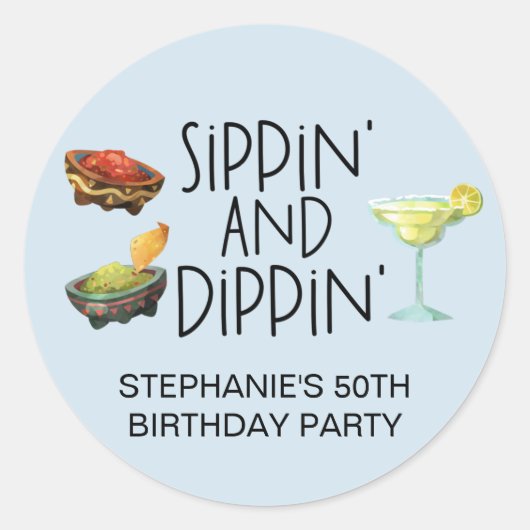 Sippin' and Dippin' Margarita Guacamole Salsa Ronde Sticker (Voorkant)