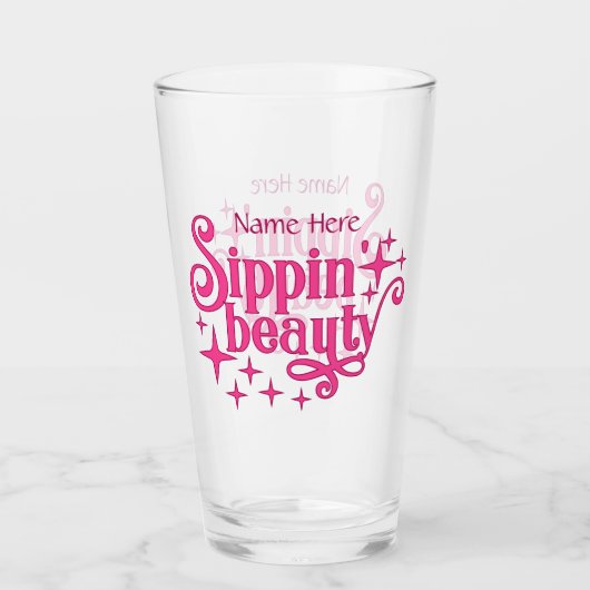 Sippin Beauty Pink Typografie Glas (Voorkant)