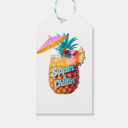 Sippin’ & Chillin’ Tropical Party Design Cadeaulabel (Voorkant)