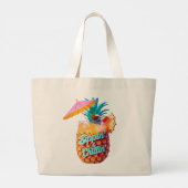 Sippin’ & Chillin’ Tropical Party Design Grote Tote Bag (Achterkant)