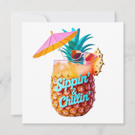 Sippin’ & Chillin’ Tropical Party Design Kaart