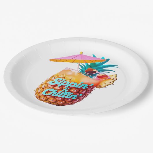 Sippin’ & Chillin’ Tropical Party Design Papieren Bordje (Gekanteld)