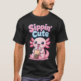 Sippin Cute Kawaii Axolotl Bubble Tea T-shirt