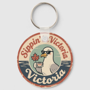 Sippin' in Victoria met een grappige Seagull-koffi Sleutelhanger