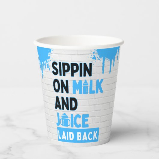 Sippin’ on Milk and Juice Blue Hip Hop Papieren Bekers (Voorkant)