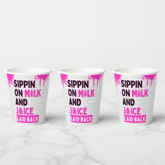 Sippin’ on Milk and Juice Pink Hip Hop Papieren Bekers (Multi)