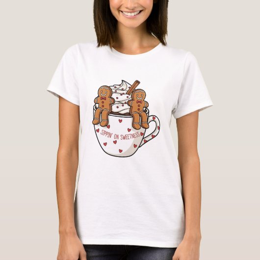Sippin’ On Sweetness Gingerbread Cocoa Art T-shirt (Voorkant)