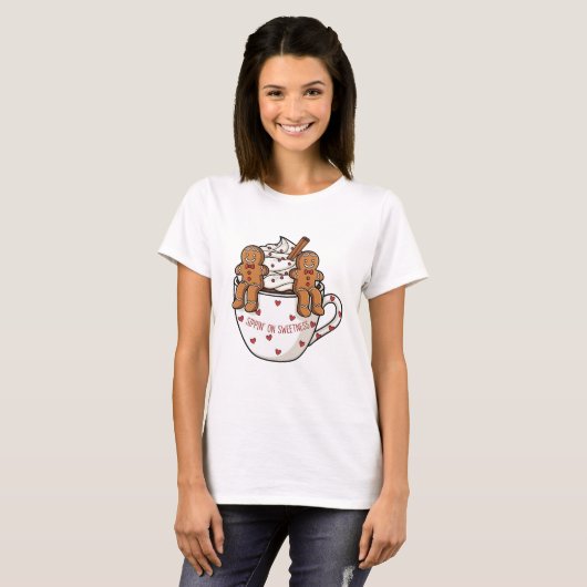 Sippin’ On Sweetness Gingerbread Cocoa Art T-shirt (Voorkant volledig)