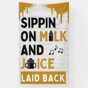 Sippin' op Melk en Juice Gold & Black Hip Hop Spandoek