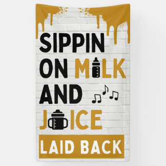 Sippin' op Melk en Juice Gold & Black Hip Hop Spandoek