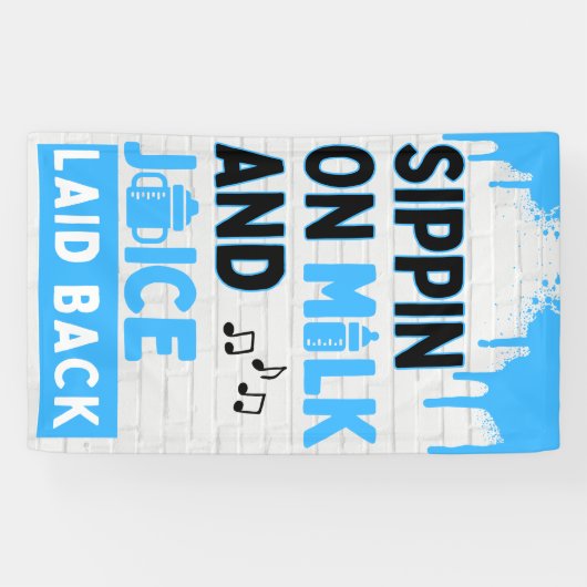 Sippin' op Melk en Sap Blauw & Zwart Hip Hop Spandoek (Horizontaal)