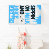 Sippin' op Melk en Sap Blue & Black Hip Hop Spandoek (Insitu)
