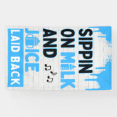Sippin' op Melk en Sap Blue & Black Hip Hop Spandoek (Horizontaal)
