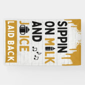 Sippin' op melk en sap Goud & Zwarte Hiphop Spandoek (Horizontaal)