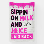 Sippin' op melk en sap Roze hiphop Spandoek (Verticaal)