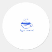 Sippin Survival" Minimalist Coffee Graphic Tee  Ronde Sticker (Voorkant)