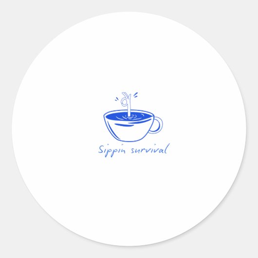 Sippin Survival" Minimalist Coffee Graphic Tee  Ronde Sticker (Voorkant)