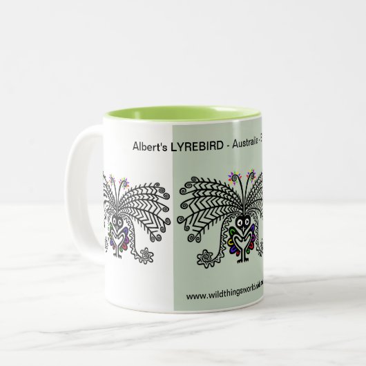 Sipping coffee - Cool LyreBIRD - Australië - Natuu Tweekleurige Koffiemok (Voorkant links)