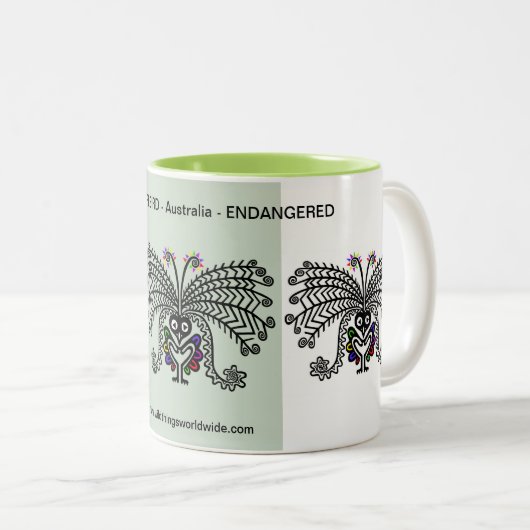 Sipping coffee - Cool LyreBIRD - Australië - Natuu Tweekleurige Koffiemok (Voorkant rechts)