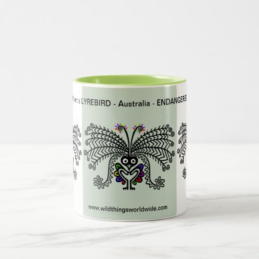 Sipping coffee - Cool LyreBIRD - Australië - Natuu Tweekleurige Koffiemok (Center)