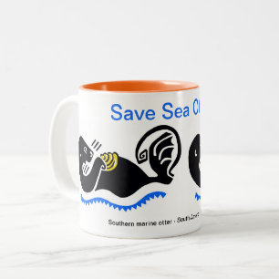 Sipping Coffee -Save Zee OTTERS - Wildlife warrior Tweekleurige Koffiemok