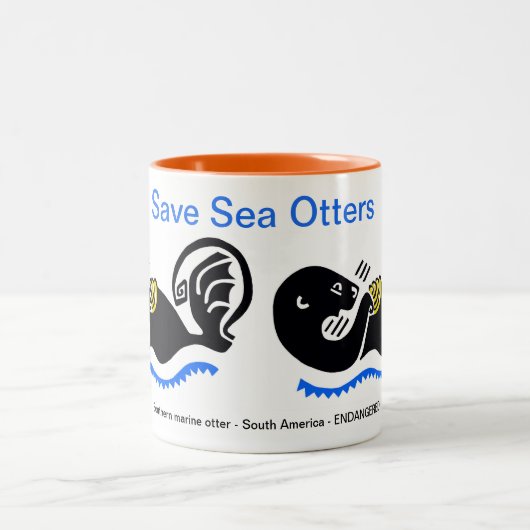 Sipping Coffee -Save Zee OTTERS - Wildlife warrior Tweekleurige Koffiemok (Center)