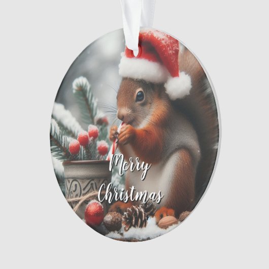 Sipping Eekhoorn Acryl Kerst Ornament (voorkant)