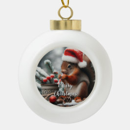 Sipping Eekhoorn Kerstversiering Keramische Bal Ornament