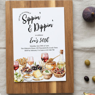 Sipping en dipping charcuterie verjaardagsfeestje  kaart