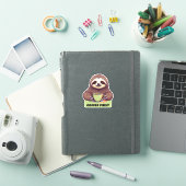 Sipping Sloth Coffee First Waterdicht Sticker (iPad Cover)