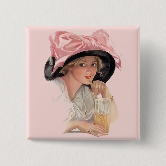 Sipping Soda Vierkante Button 5,1 Cm (Voorkant)