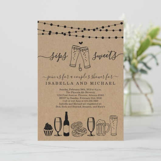 Sips en Sweets Bier en desserts Kaart (Staand voorkant)