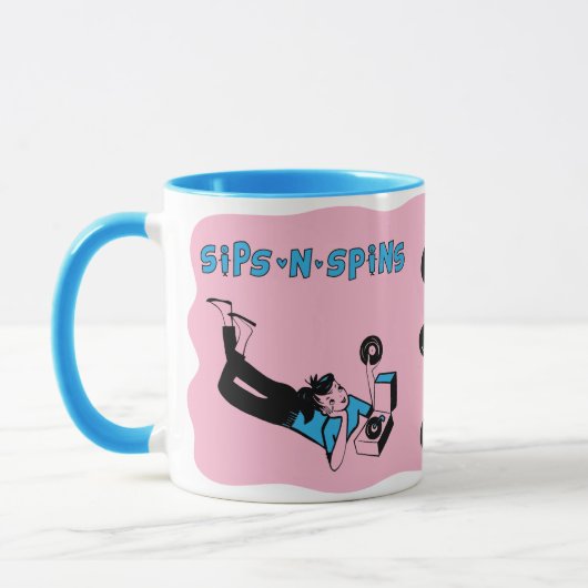 Sips 'n' Spins "Tune Tote" style coffee mug Mok (Links)