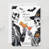 Sips op weg naar beneden | Skelet Halloween Feestdagenkaart (Voorkant)